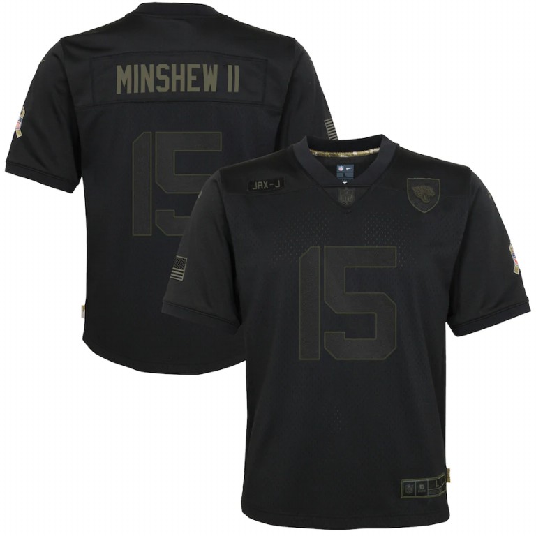 Jacksonville Jaguars Jacksonville Jaguars #15 Gardner Minshew II Nike Youth 2020 Salute to Service Game Jersey Black